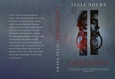 unfolded front, spine and back of a romance custom book cover.