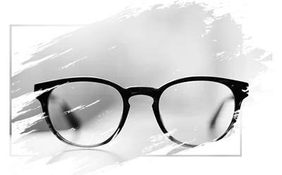 Black and white picture of a eye glasses.